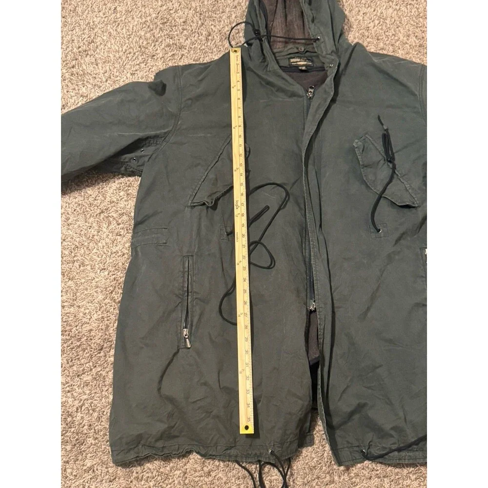 Banana Republic Vintage 90s Parka Coat XL Men's Green Hooded Jacket Lined